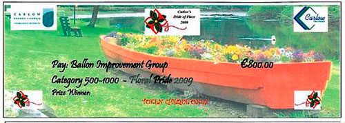 Token cheque for &euro;800